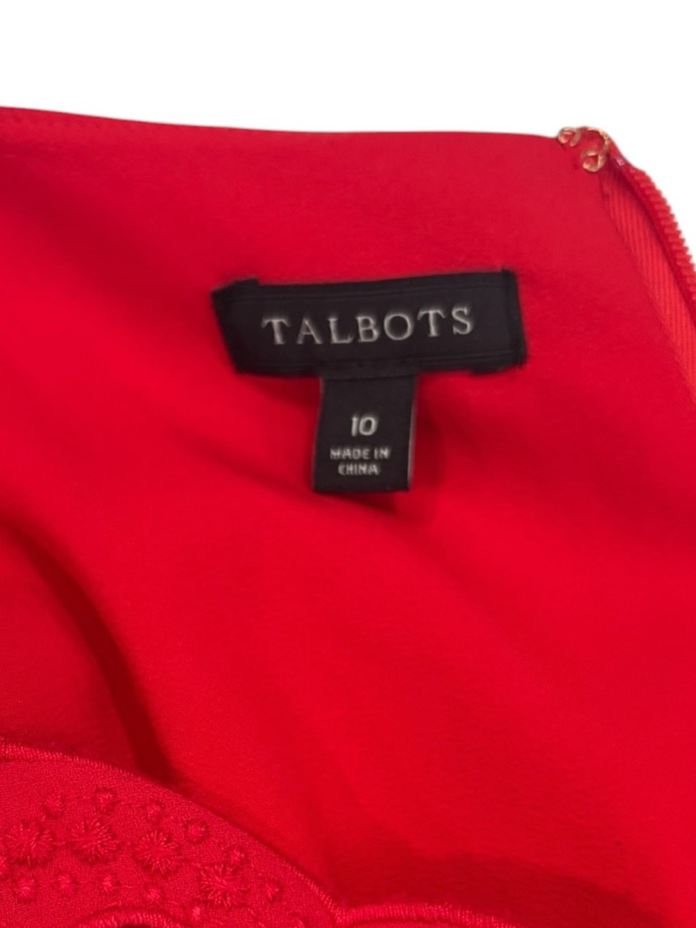 Talbots Red Long-Sleeve Dress with Crochet Yoke - Picture 3 of 5